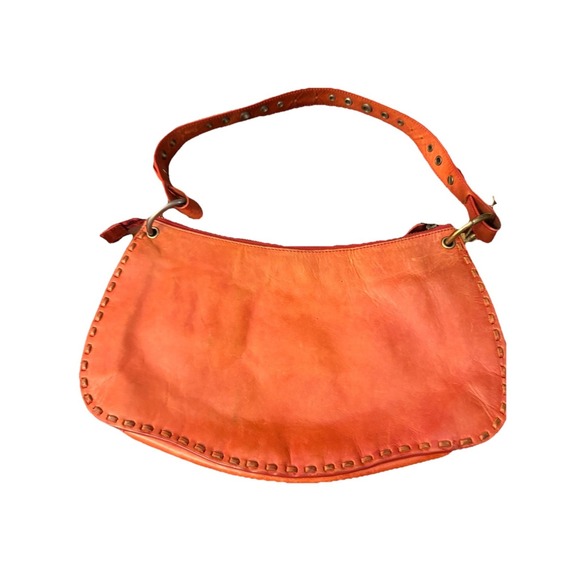 Vtg NORDSTROM Rust studded with zipper handbag Purse Leather Boho Paisley Bag - Picture 5 of 7